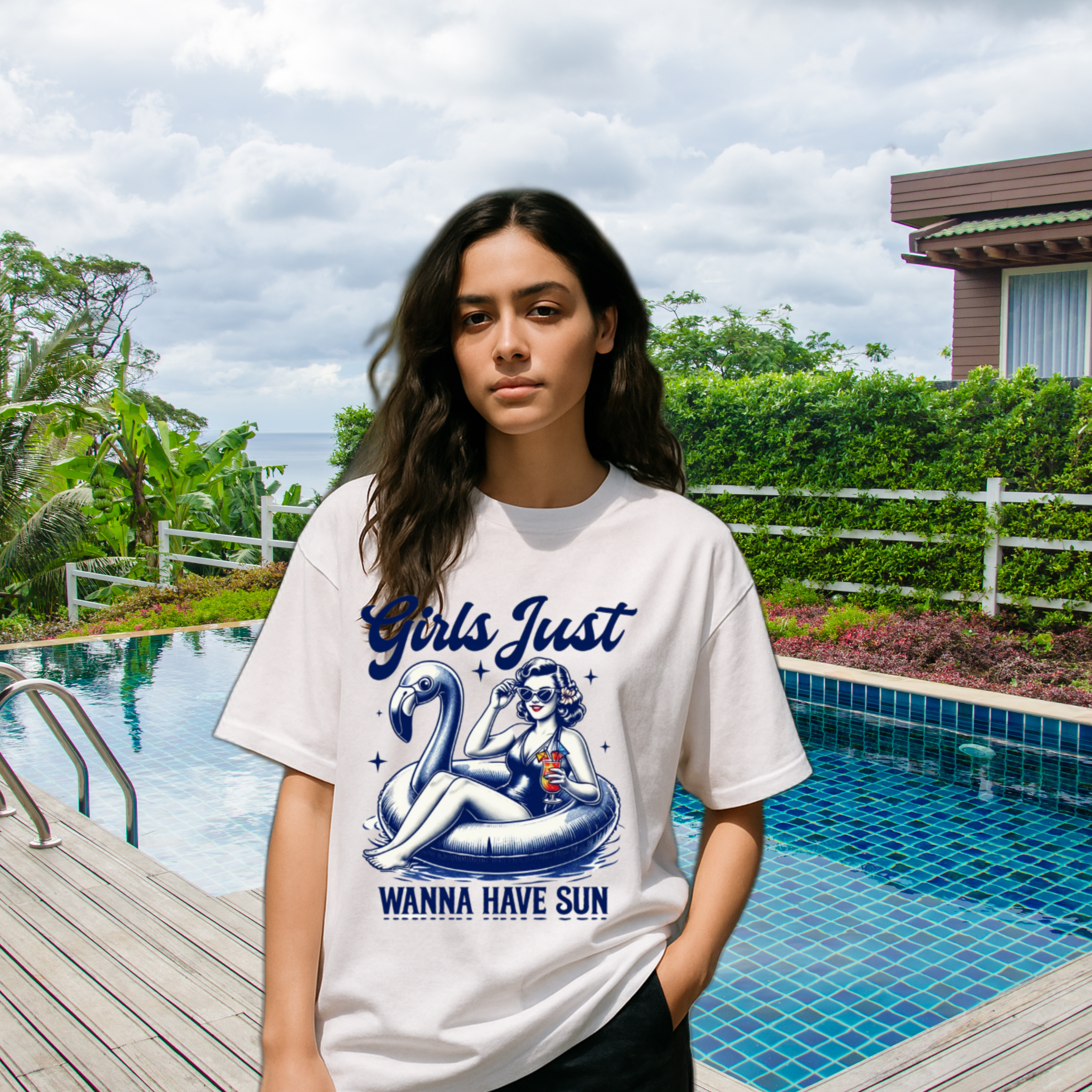 Girls Just Wanna Have Fun Shirt | Retro Poolside Pin-Up Summer Graphic Tee