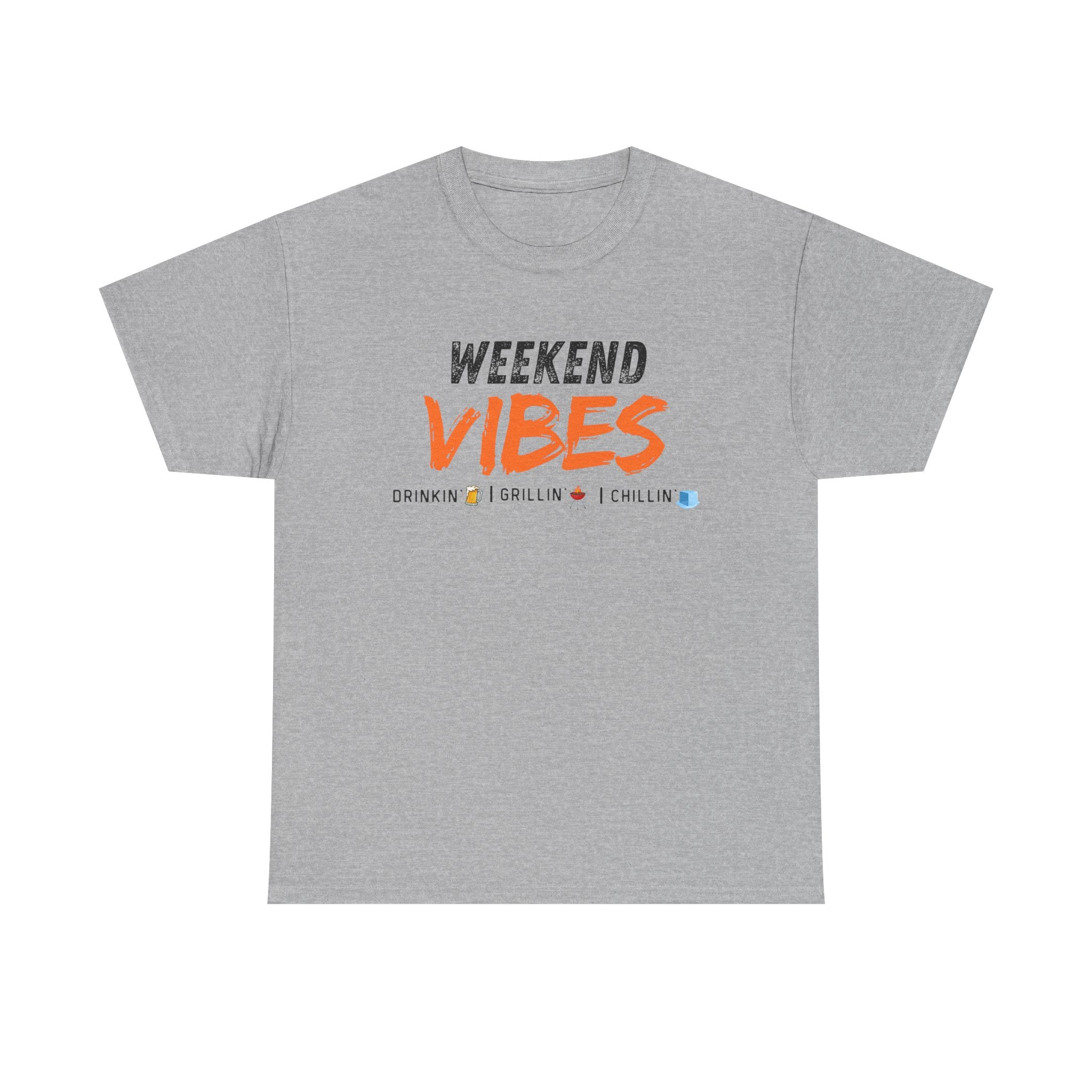 Weekend Vibes Graphic Print T-Shirt — Drinkin’ Grillin’ Chillin’ All Day!