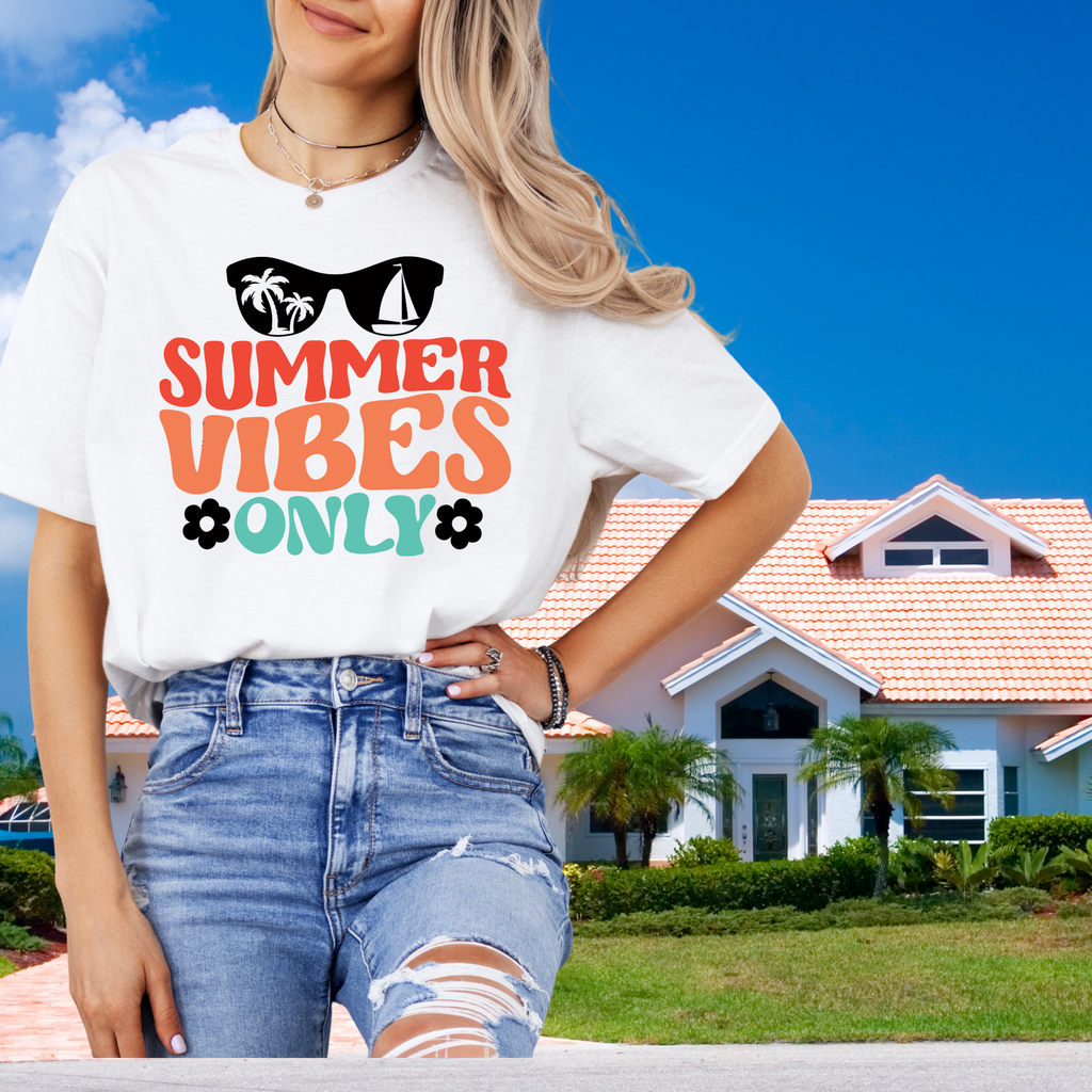 Summer Vibes Only Shirt | Fun Retro Beach Graphic Tee