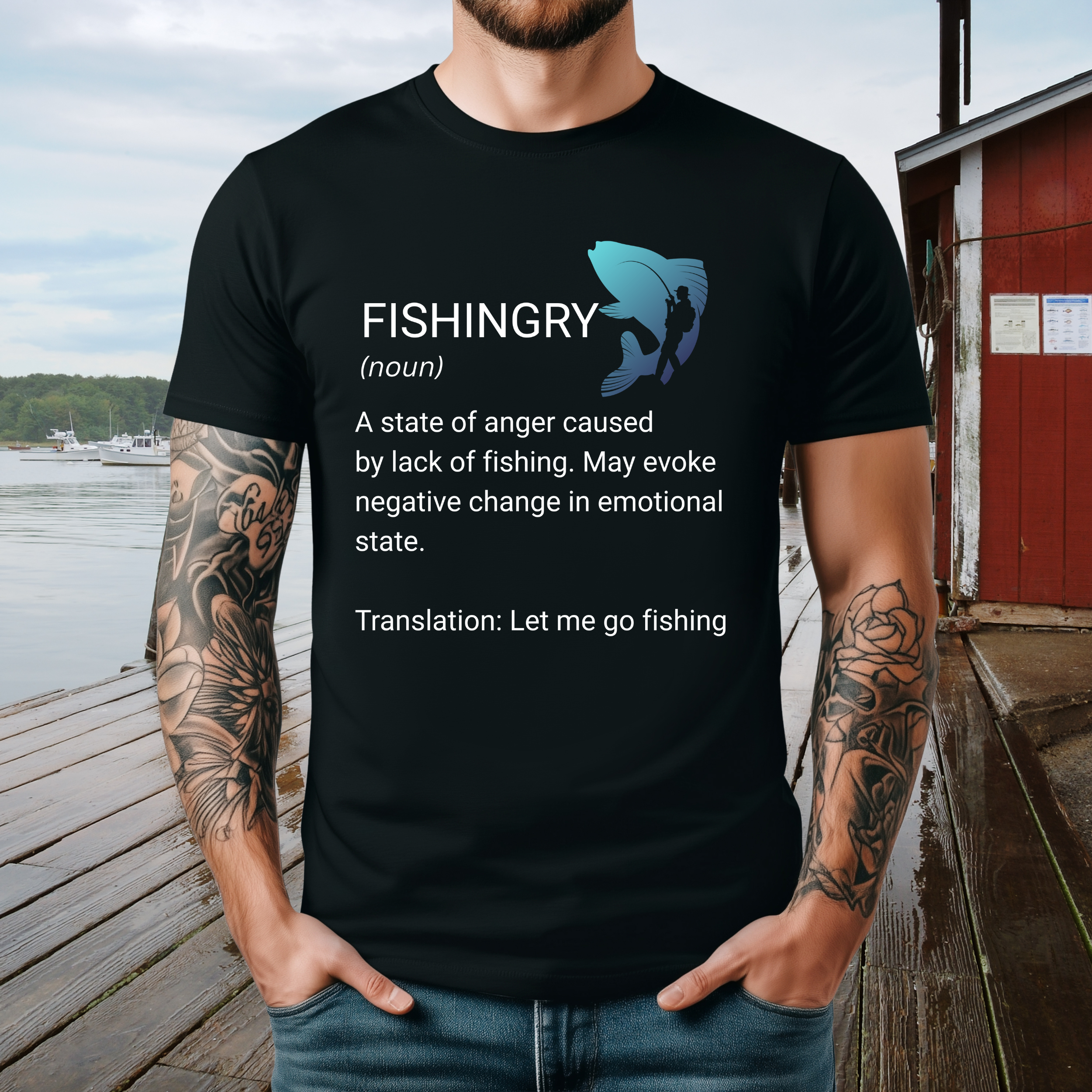 Fishingry T-Shirt – Let Me Go Fishing Graphic Print Tee