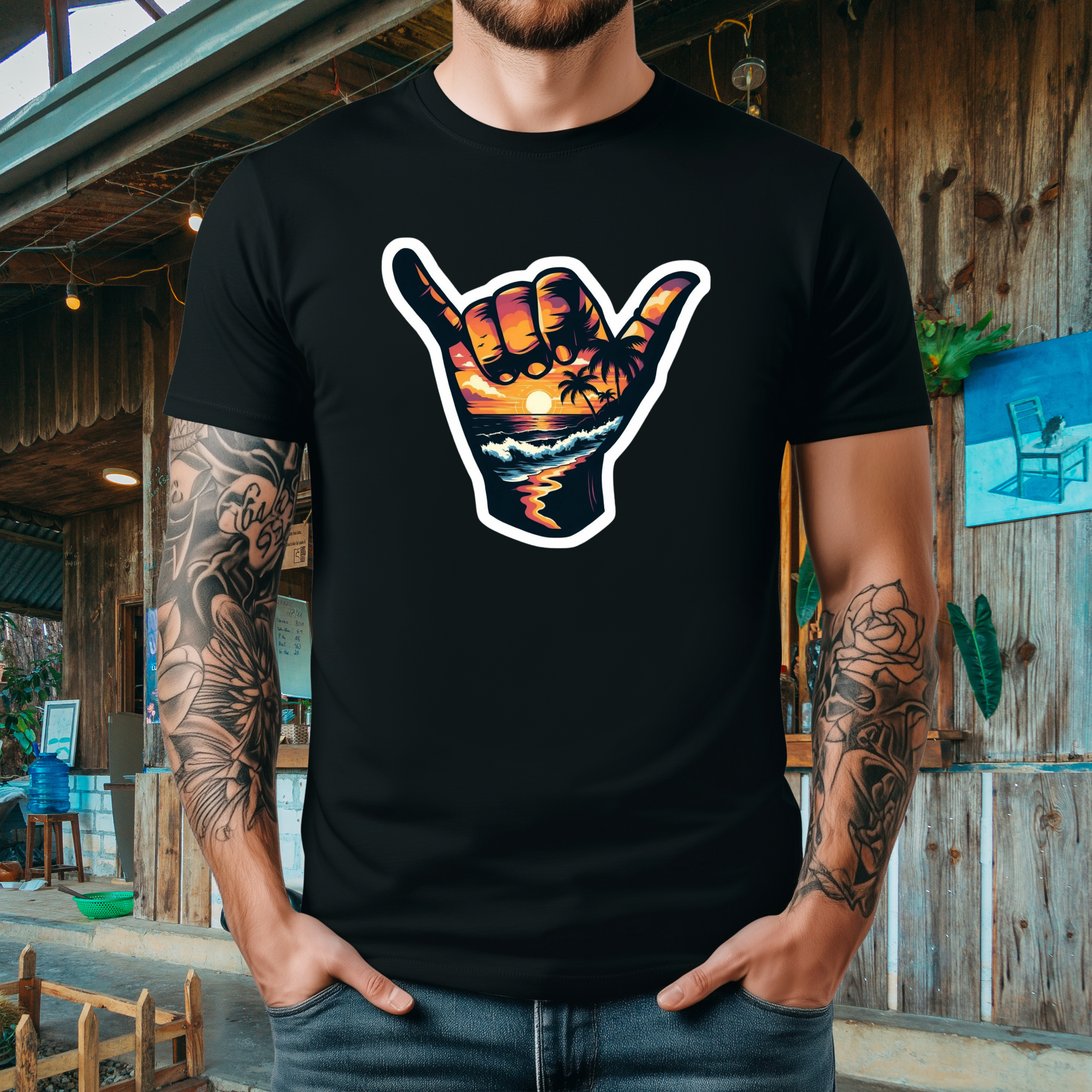 Shaka Sunset Shirt | Hang Loose Beach Vibes Graphic Tee