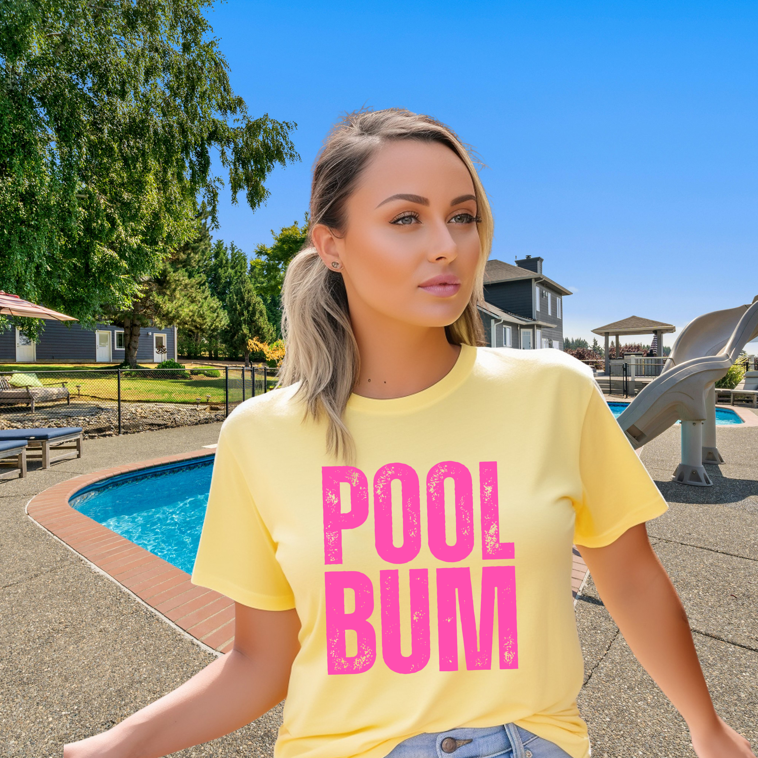 Pool Bum Retro Summer Chill Graphic Print Tee
