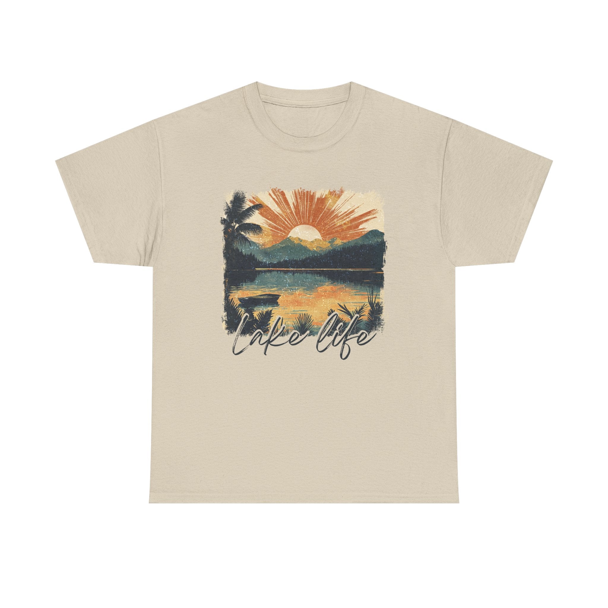 Lake Life Vintage Sunset Graphic Print Tee
