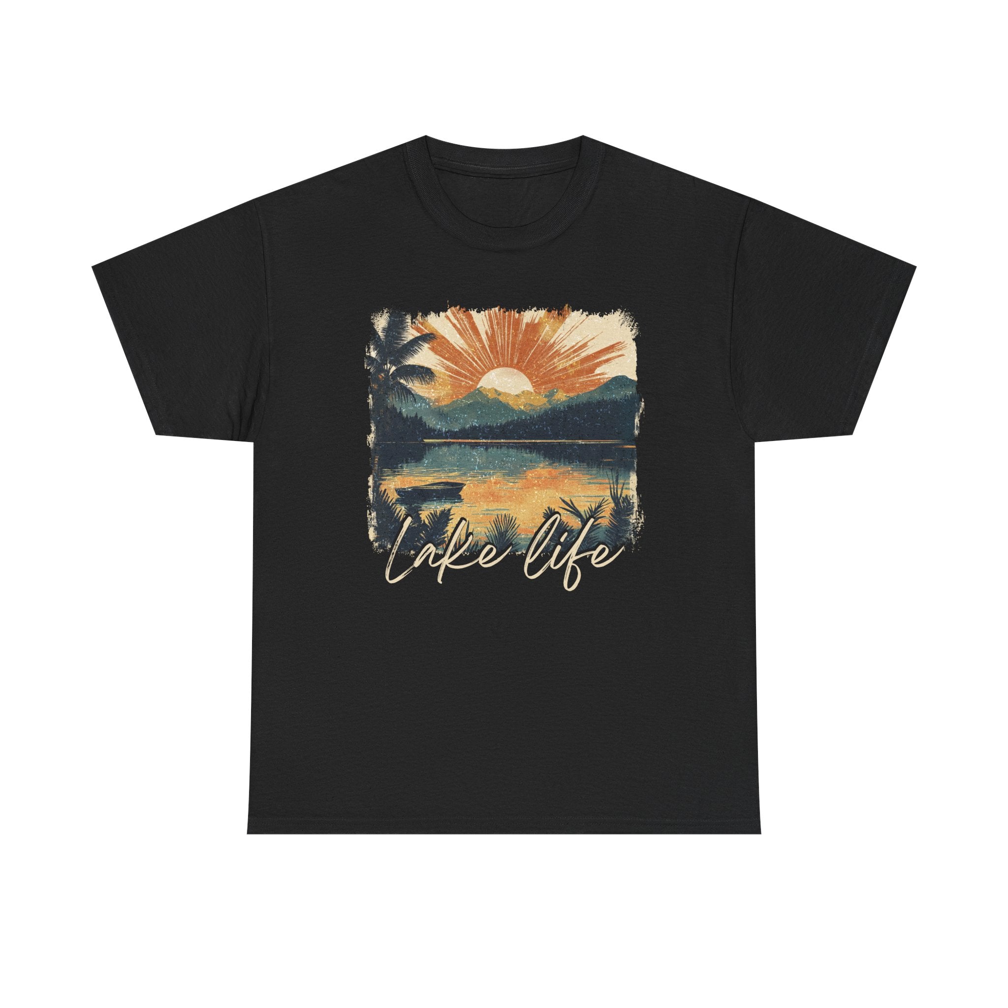 Lake Life Vintage Sunset Graphic Print Tee