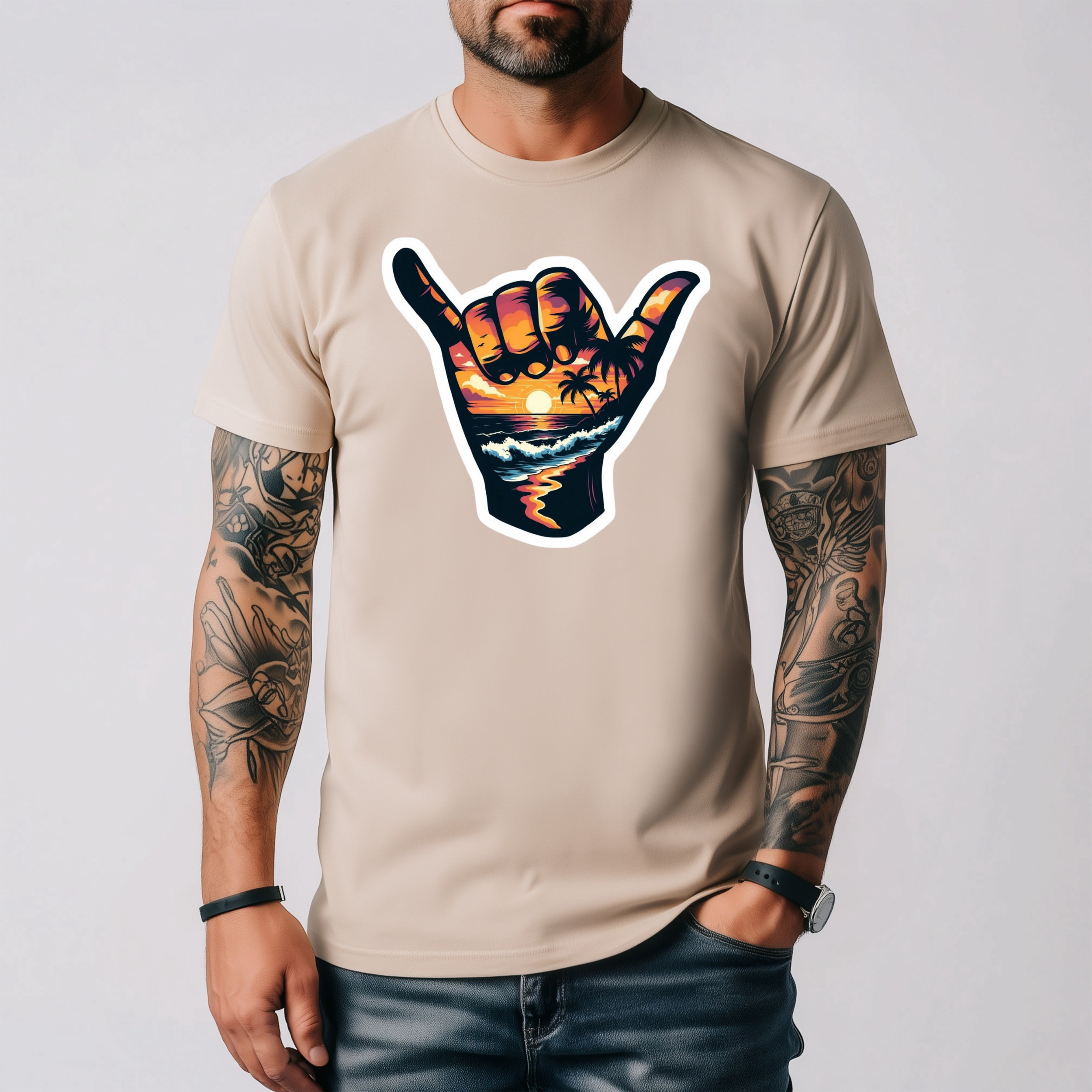 Shaka Sunset Shirt | Hang Loose Beach Vibes Graphic Tee