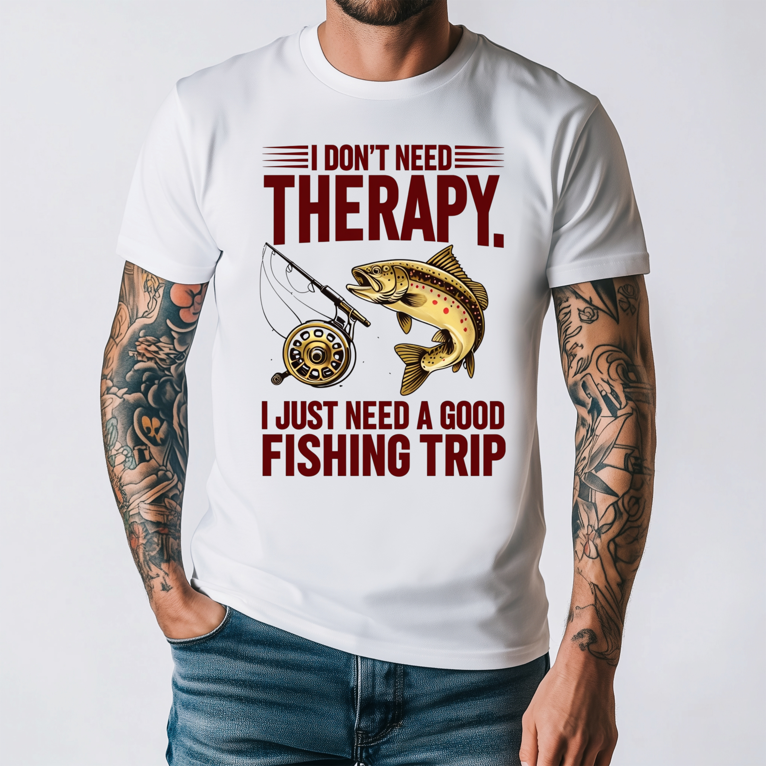 I Don’t Need Therapy — I Just Need a Good Fishing Trip Graphic Print T-Shirt