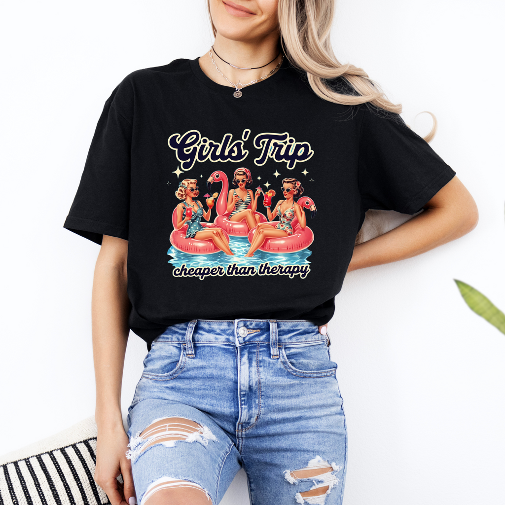 Girls Trip Shirt | Cheaper Than Therapy Retro Pool Party Graphic Tee