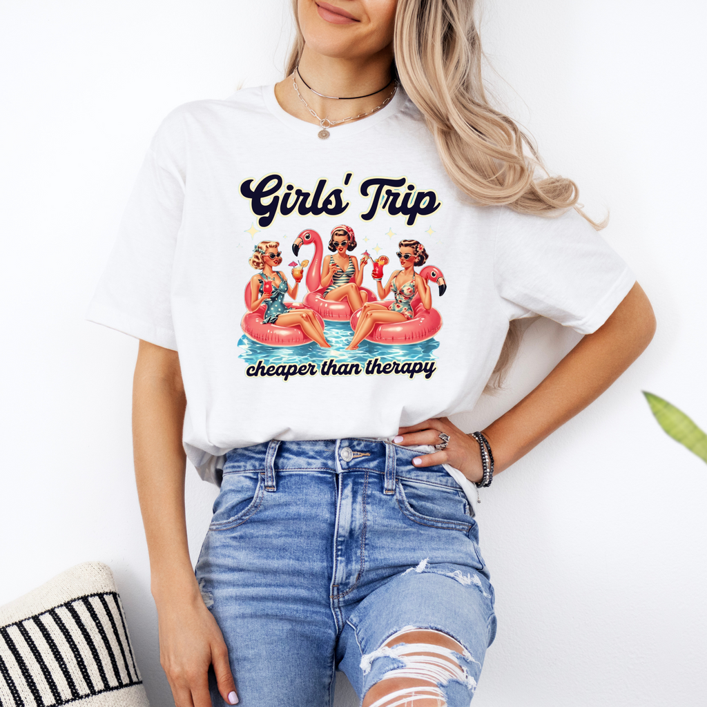 Girls Trip Shirt | Cheaper Than Therapy Retro Pool Party Graphic Tee
