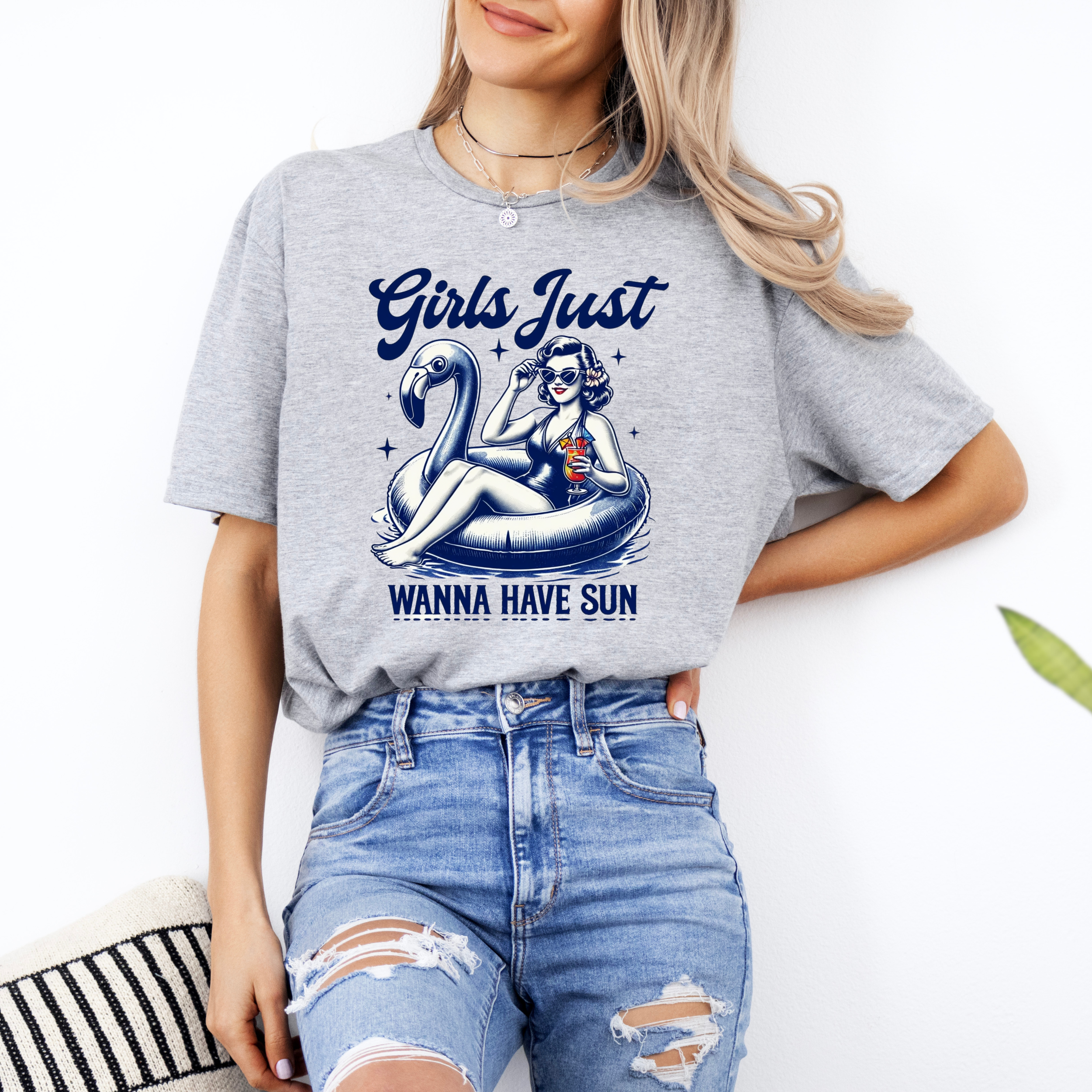 Girls Just Wanna Have Fun Shirt | Retro Poolside Pin-Up Summer Graphic Tee