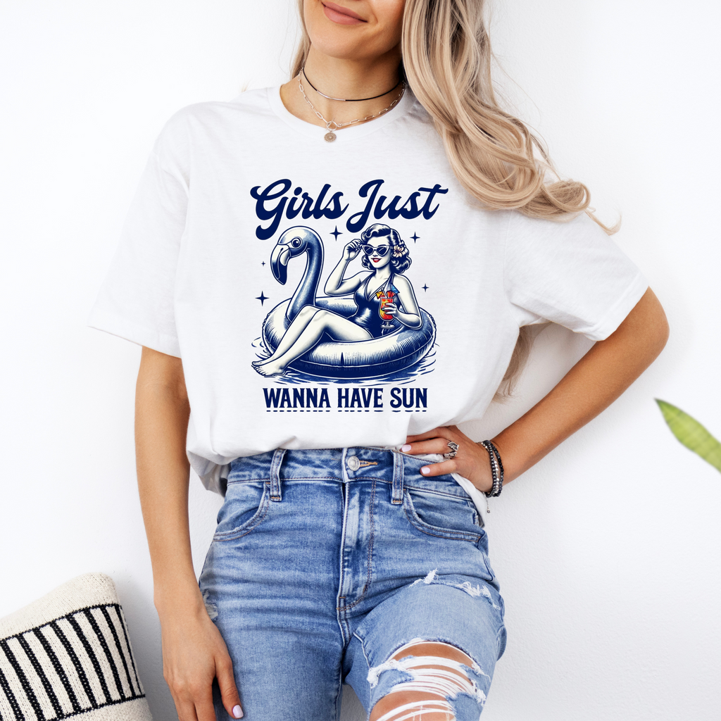 Girls Just Wanna Have Fun Shirt | Retro Poolside Pin-Up Summer Graphic Tee