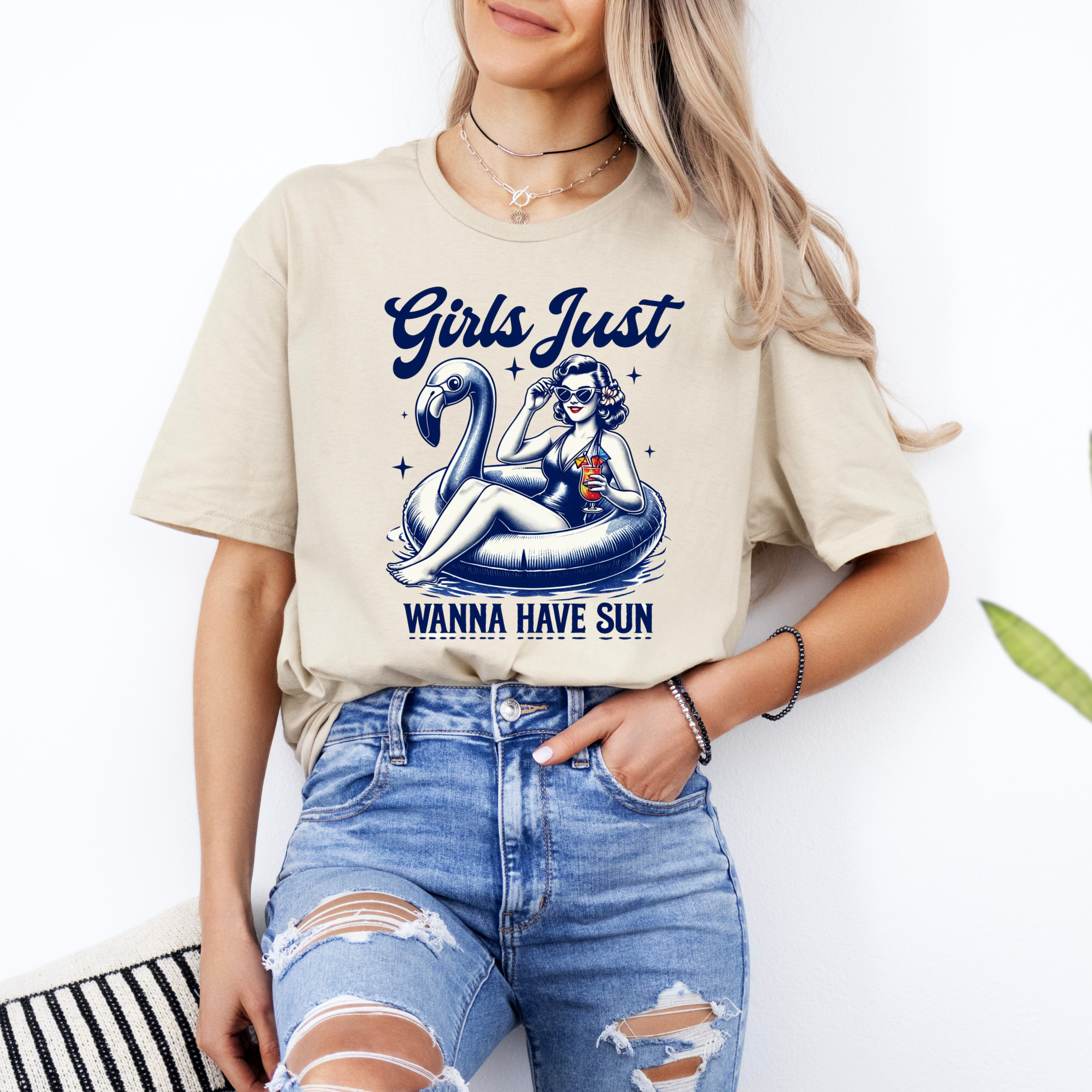 Girls Just Wanna Have Fun Shirt | Retro Poolside Pin-Up Summer Graphic Tee