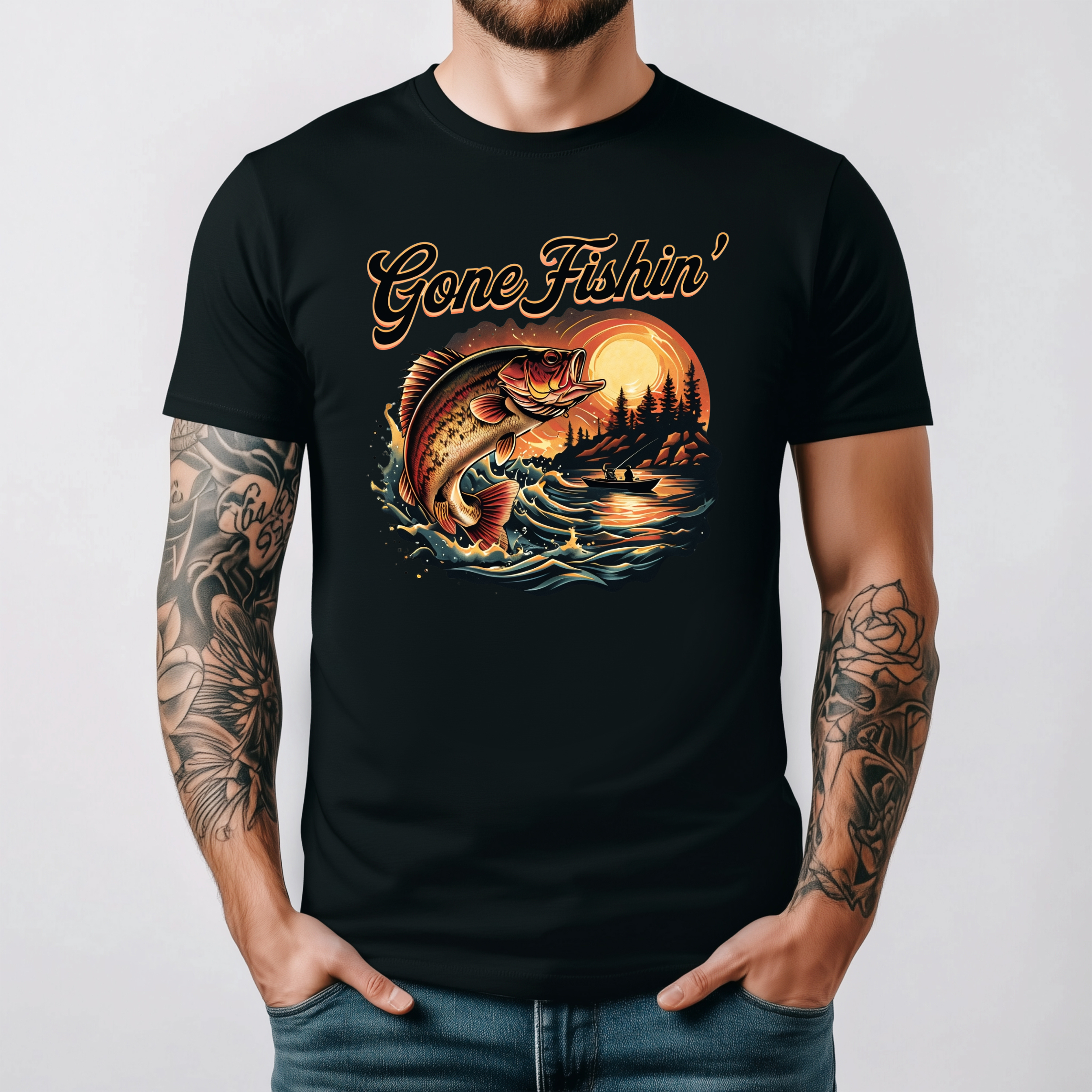 Gone Fishin’ Graphic Print  T-Shirt