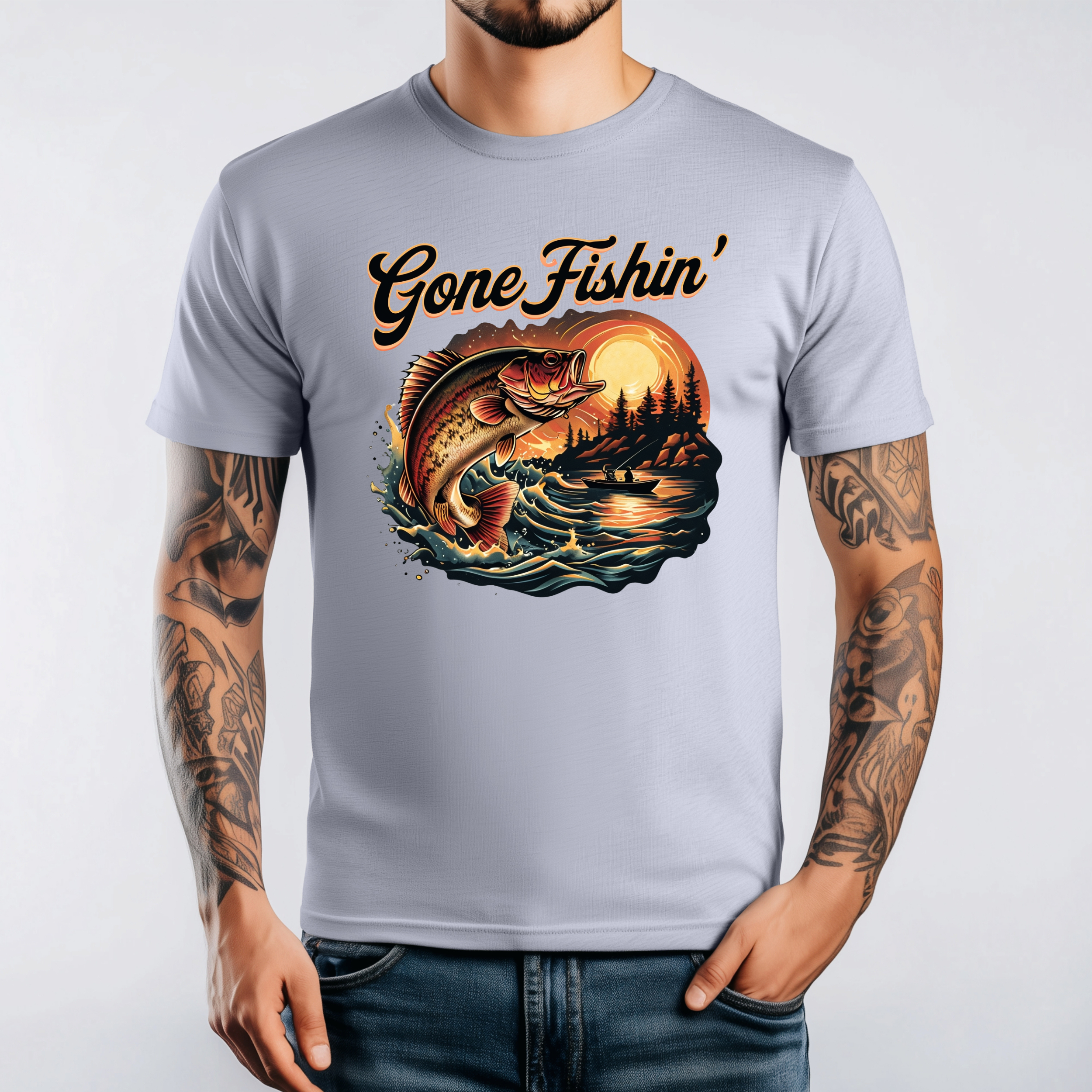 Gone Fishin’ Graphic Print  T-Shirt
