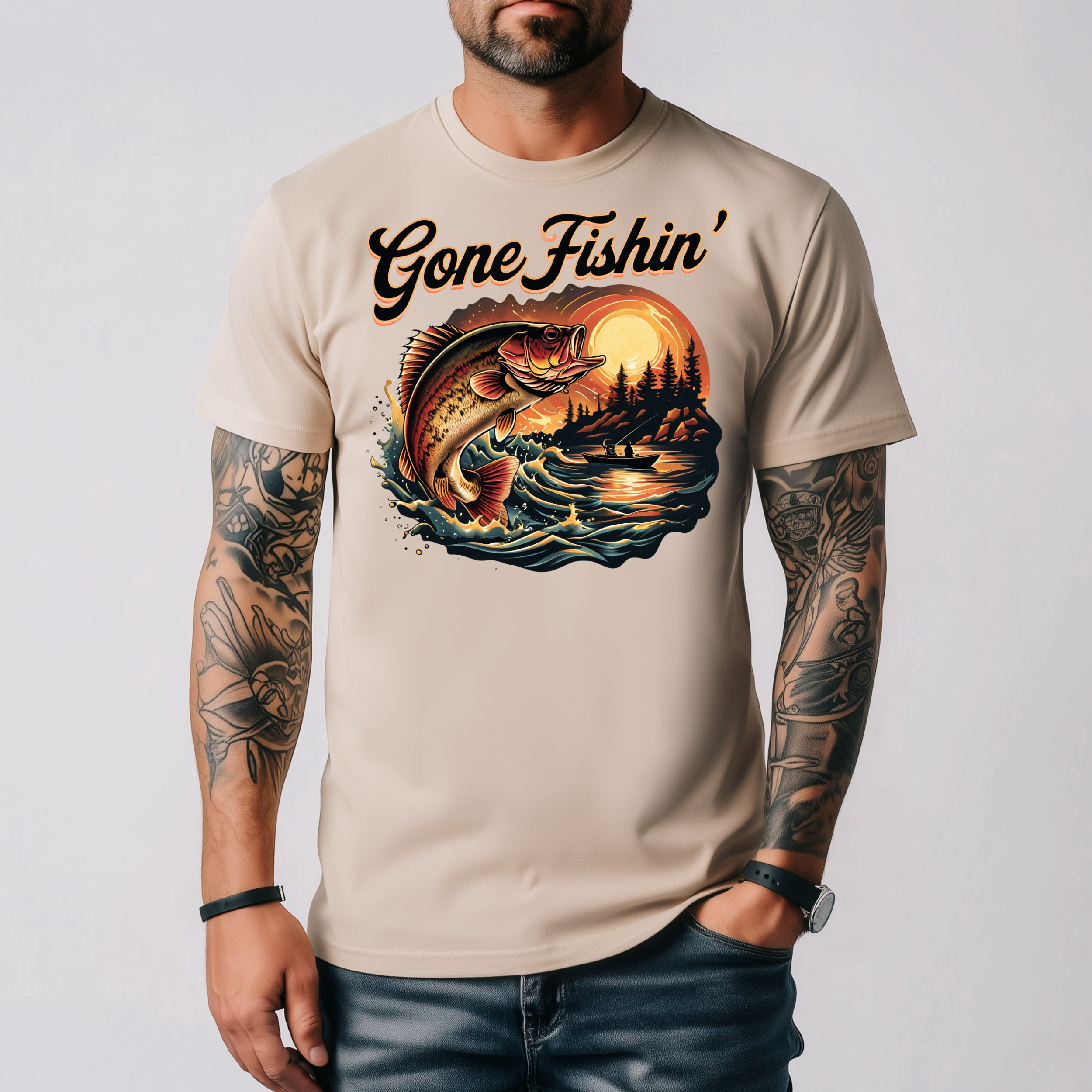 Gone Fishin’ Graphic Print  T-Shirt