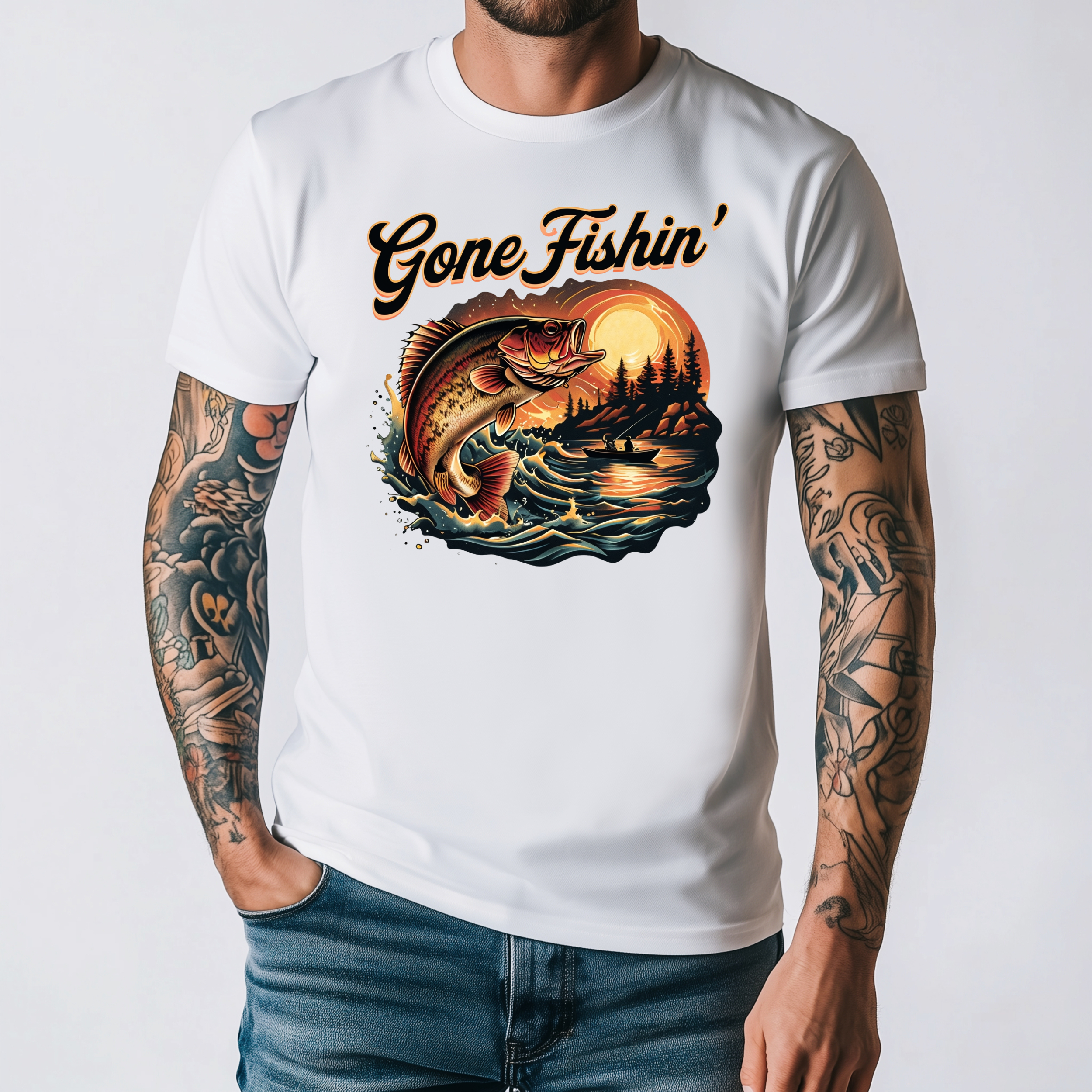 Gone Fishin’ Graphic Print  T-Shirt