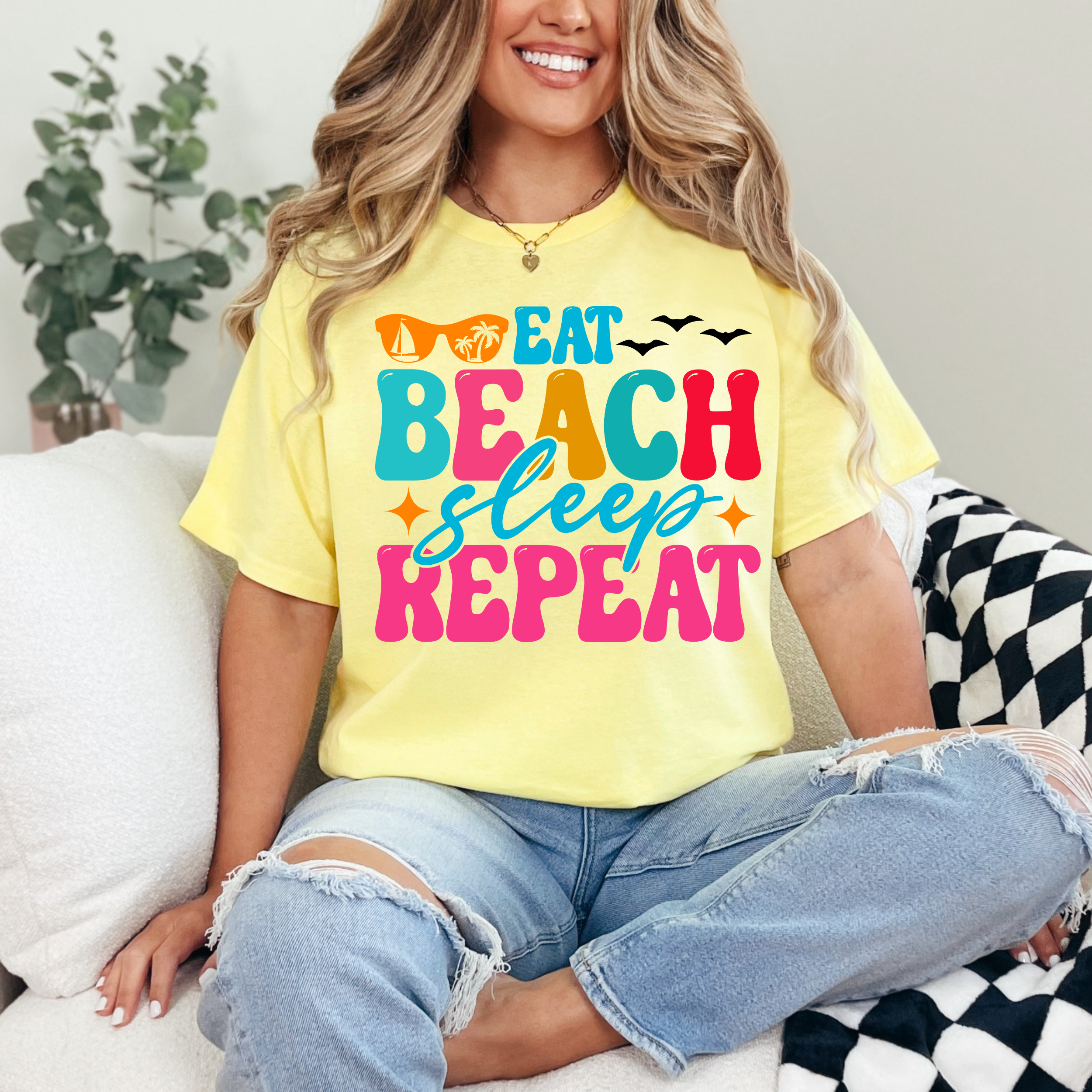 Eat Beach Sleep Repeat Shirt | Summer Beach Life Graphic Tee