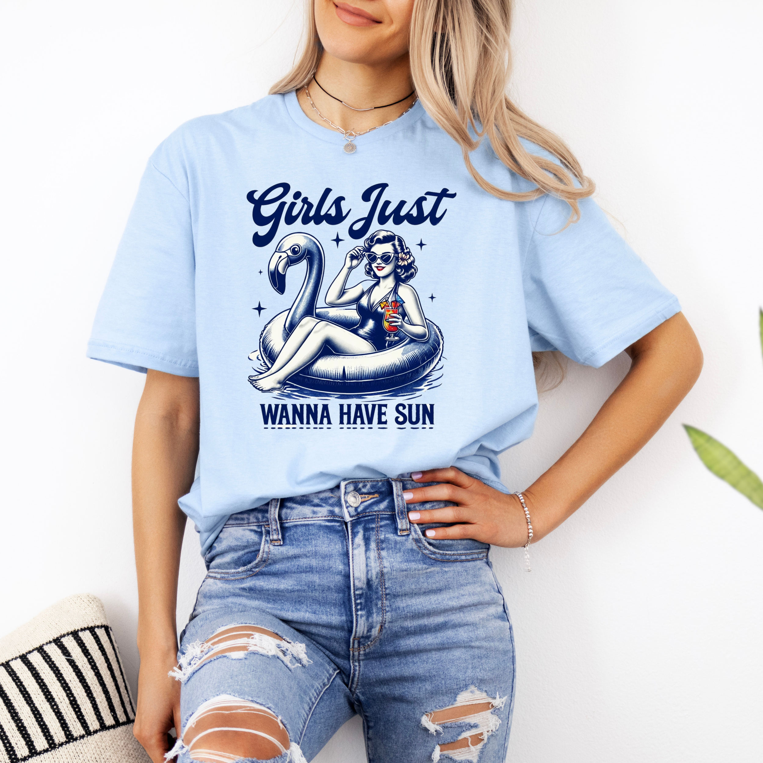 Girls Just Wanna Have Fun Shirt | Retro Poolside Pin-Up Summer Graphic Tee