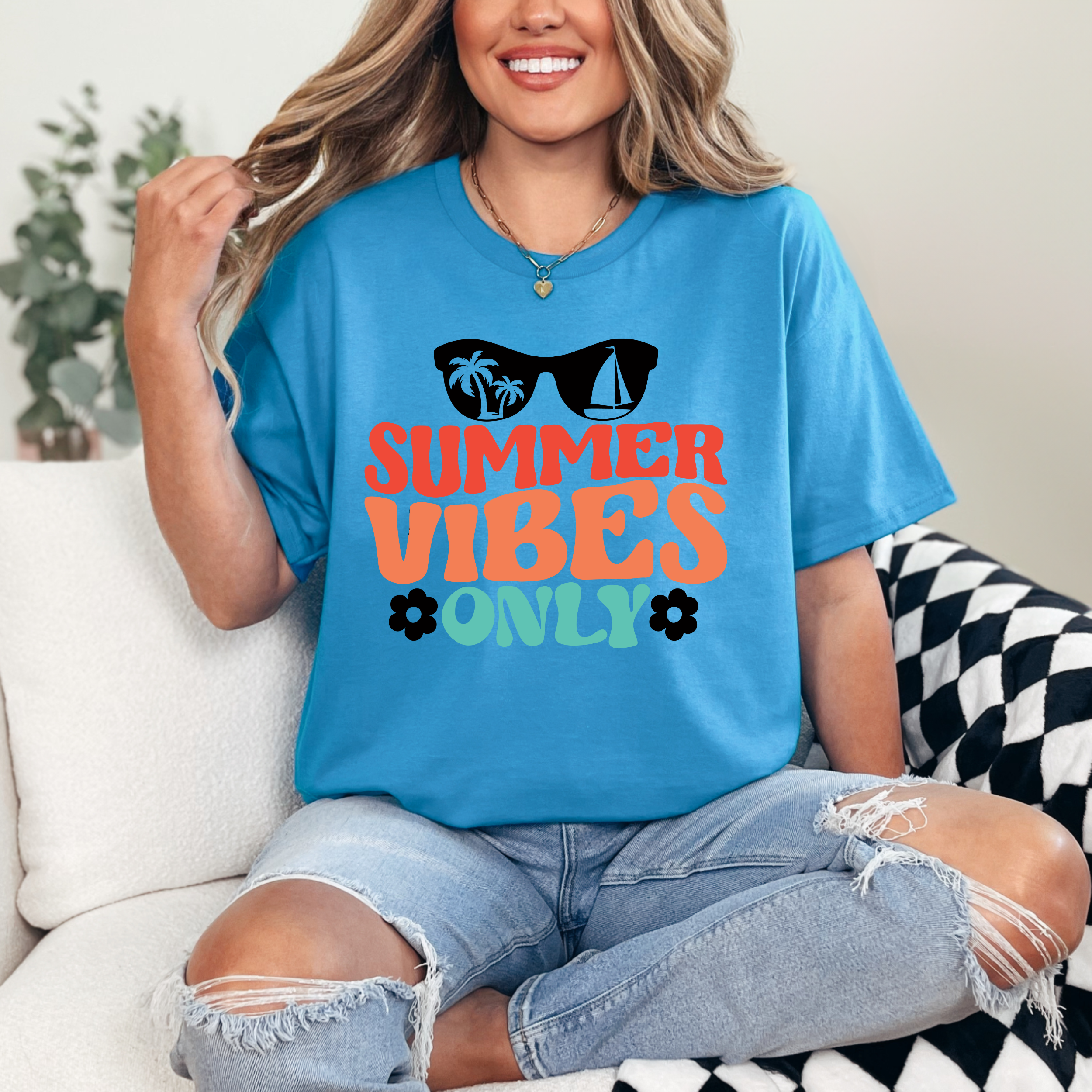 Summer Vibes Only Shirt | Fun Retro Beach Graphic Tee