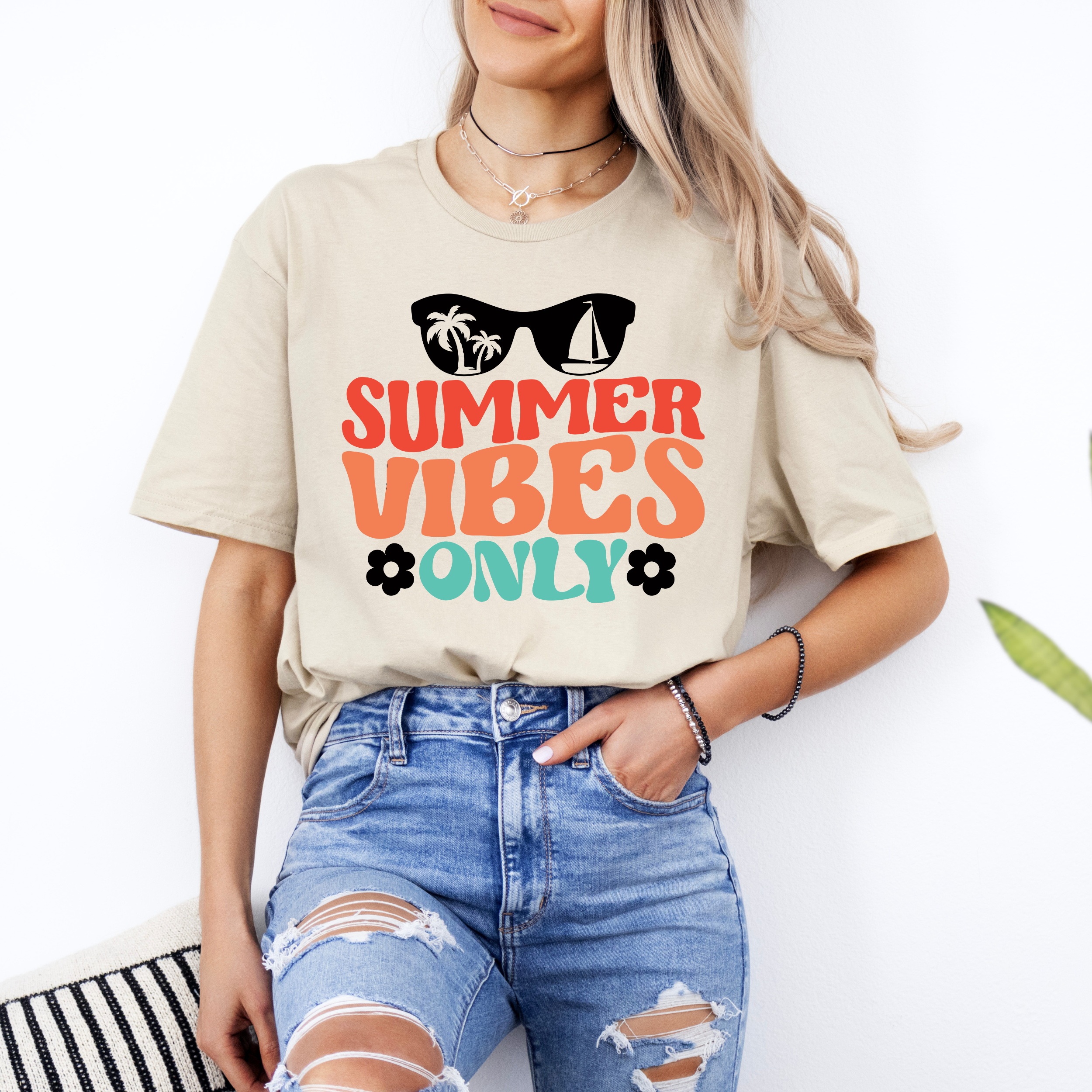 Summer Vibes Only Shirt | Fun Retro Beach Graphic Tee