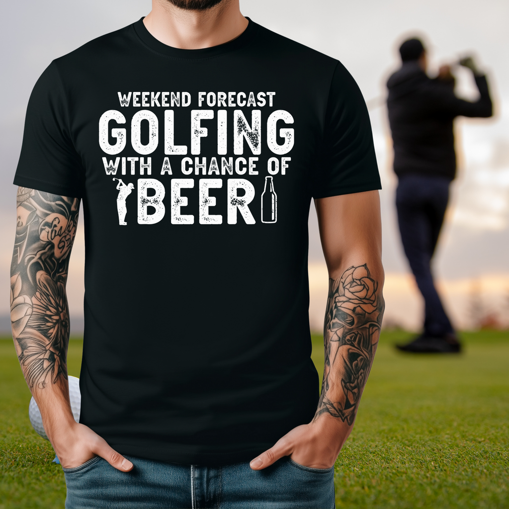 Weekend Forecast: Golfing with a Chance of Beer Graphic Print Tee